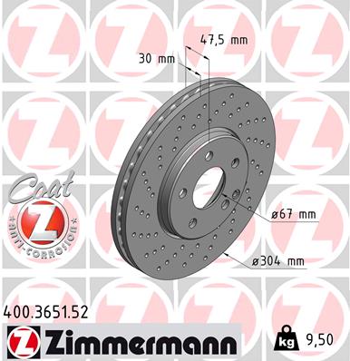ZIMMERMANN 400.3651.52 Fren Sistemleri Fren Diski - MERCEDES-BENZ E-SERISI (W211) uyumlu