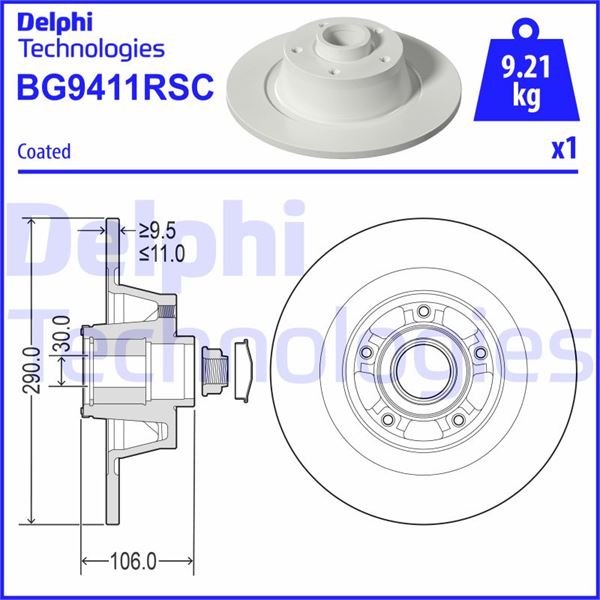 DELPHI BG9411RSC Fren Sistemleri Fren Diski - RENAULT MEGANE III Coupe (DZ0/1_) uyumlu