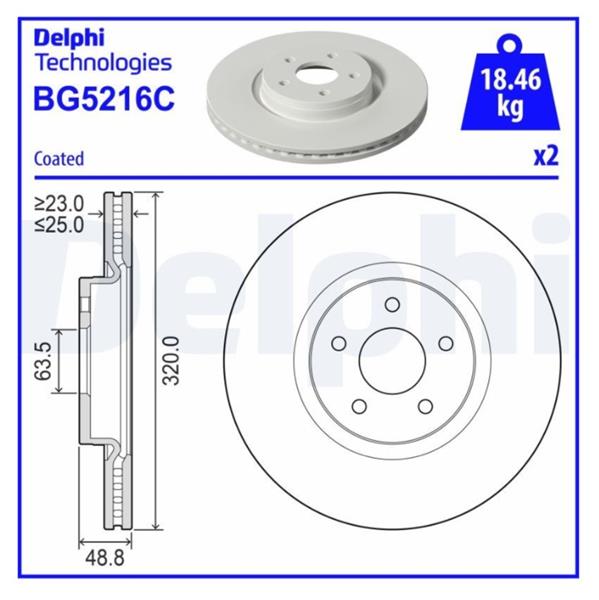 DELPHI BG5216C Fren Sistemleri Fren Diski - VOLVO C70 II Cabrio (542) uyumlu