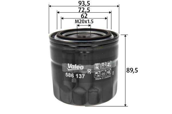VALEO 586137 Motor Yağ Filtresi - VOLVO 340-360 (343, 345) uyumlu