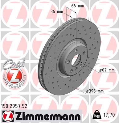 ZIMMERMANN 150.2957.52 Fren Sistemleri Fren Diski - BMW 7 (G11, G12) uyumlu