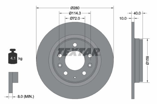 TEXTAR 92125603 Fren Sistemleri Fren Diski - MAZDA 6 Hatchback (GH) uyumlu