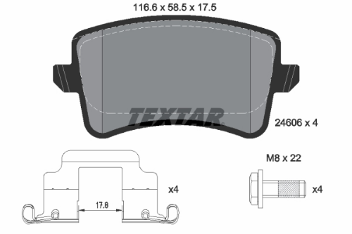 TEXTAR 2460602 Fren Sistemleri Fren Balatası - AUDI Q5 (8RB) uyumlu