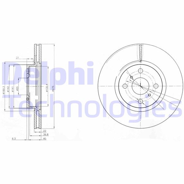 DELPHI BG4054 Fren Sistemleri Fren Diski - TOYOTA YARIS (_P13_) uyumlu