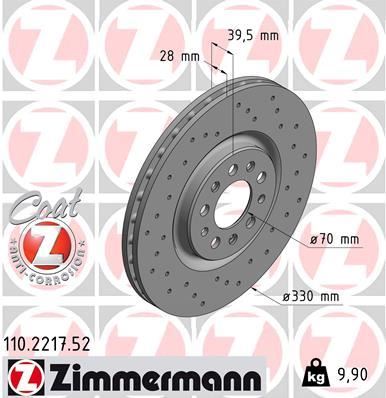 ZIMMERMANN 110.2217.52 Fren Sistemleri Fren Diski - ALFA ROMEO GIULIETTA (940_) uyumlu