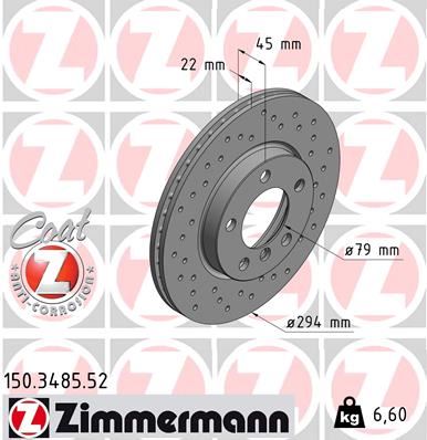 ZIMMERMANN 150.3485.52 Fren Sistemleri Fren Diski - MINI MINI COUNTRYMAN (R60) uyumlu