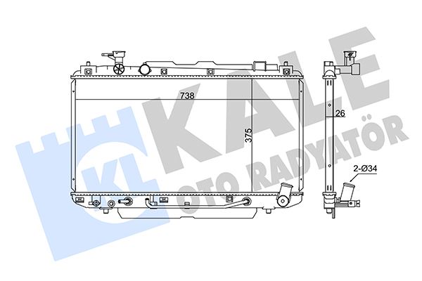 KALE OTO RADYATÖR 366100 Soğutma Sistemi Su Soğutucu & Parçaları - TOYOTA RAV 4 II (_A2_) uyumlu