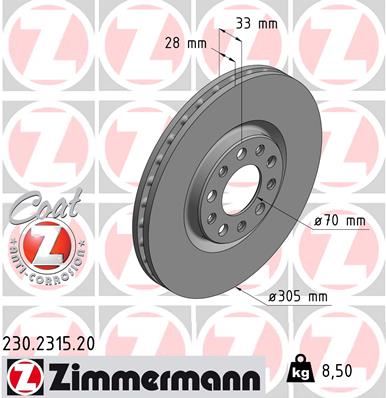 ZIMMERMANN 230.2315.20 Fren Sistemleri Fren Diski - FIAT 500X (334_) uyumlu