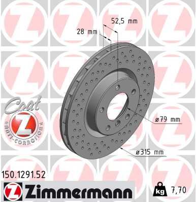 ZIMMERMANN 150.1291.52 Fren Sistemleri Fren Diski - BMW 3 Coupe (E36) uyumlu