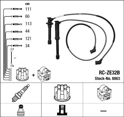 NGK 8863 Ateşleme Sistemi Ateşleme Kablosu - MAZDA MX-6 (GE) uyumlu