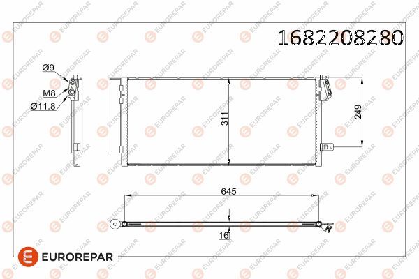 EUROREPAR 1682208280 İklimlendirme Sistemi Klima Radyatörü - FIAT DOBLO Cargo (263_) uyumlu