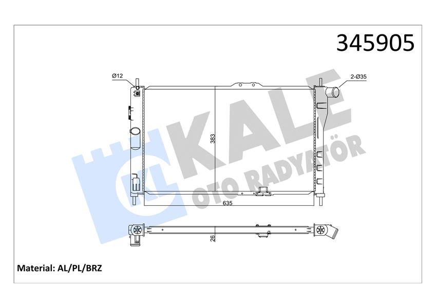 KALE OTO RADYATÖR 345905 Soğutma Sistemi Su Soğutucu & Parçaları - DAEWOO ESPERO (KLEJ) uyumlu