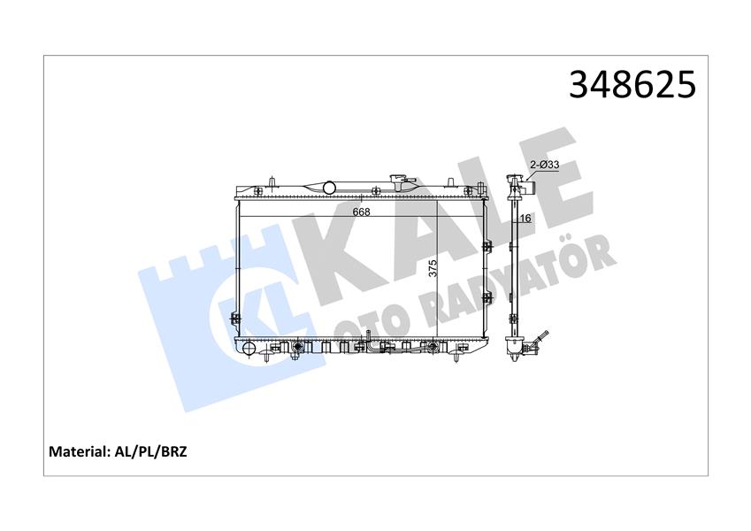 KALE OTO RADYATÖR 348625 Soğutma Sistemi Su Soğutucu & Parçaları - KIA CERATO I Sedan (LD) uyumlu