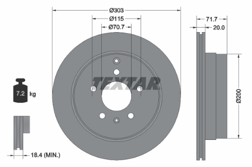 TEXTAR 92165503 Fren Sistemleri Fren Diski - OPEL ANTARA A (L07) uyumlu