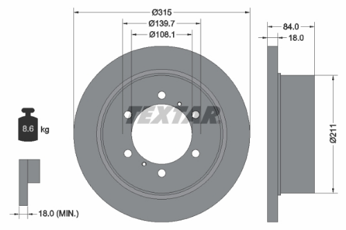 TEXTAR 92093100 Fren Sistemleri Fren Diski - MITSUBISHI PAJERO II Canvas Top (V2_C, V4_C) uyumlu