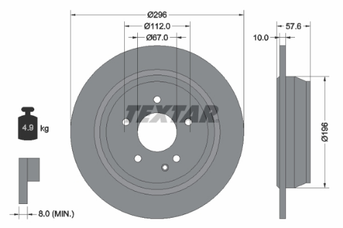 TEXTAR 93123503 Fren Sistemleri Fren Diski - MERCEDES-BENZ VITO / MIXTO Panelvan/Van (W639) uyumlu