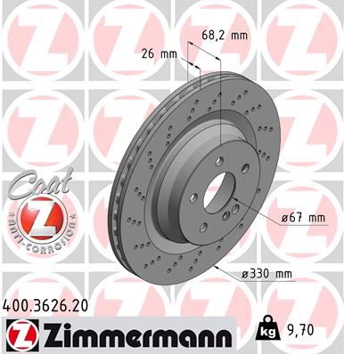 ZIMMERMANN 400.3626.20 Fren Sistemleri Fren Diski - MERCEDES-BENZ E-SERISI (W211) uyumlu