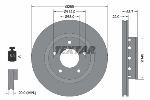 TEXTAR 92176803 Fren Sistemleri Fren Diski - AUDI A6 C5 (4B2, 4B4) uyumlu