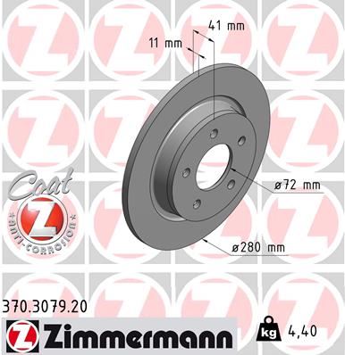 ZIMMERMANN 370.3079.20 Fren Sistemleri Fren Diski - MAZDA 5 (CW) uyumlu