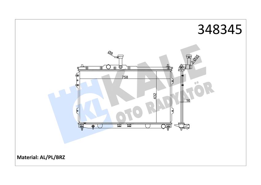 KALE OTO RADYATÖR 348345 Soğutma Sistemi Su Soğutucu & Parçaları - HYUNDAI H-1 Travel (TQ) uyumlu