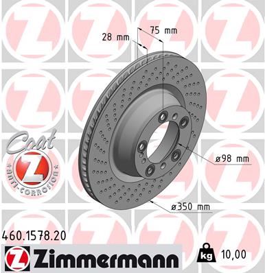 ZIMMERMANN 460.1578.20 Fren Sistemleri Fren Diski - PORSCHE 911 (997) uyumlu