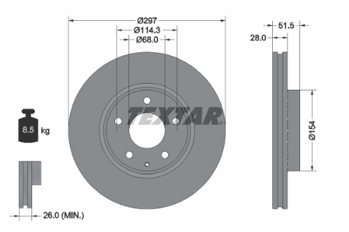 TEXTAR 92295003 Fren Sistemleri Fren Diski - MAZDA CX-5 (KE, GH) uyumlu