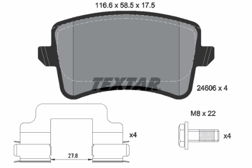 TEXTAR 2460601 Fren Sistemleri Fren Balatası - AUDI A5 (8T3) uyumlu