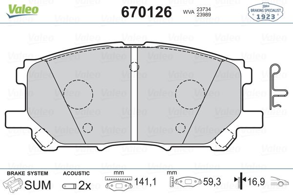 VALEO 670126 Fren Sistemleri Fren Balatası - LEXUS RX (_U3_) uyumlu