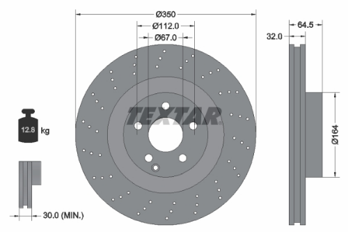 TEXTAR 92176405 Fren Sistemleri Fren Diski - MERCEDES-BENZ S-SERISI (W221, V221) uyumlu