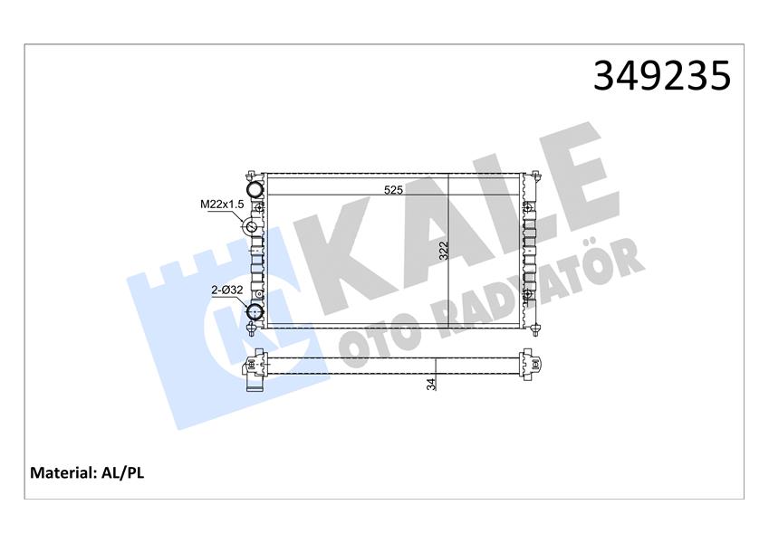KALE OTO RADYATÖR 349235 Soğutma Sistemi Su Soğutucu & Parçaları - SEAT IBIZA II (6K1) uyumlu