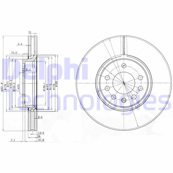 DELPHI BG3772C Fren Sistemleri Fren Diski - SAAB 9-3 (YS3F, E79, D79, D75) uyumlu