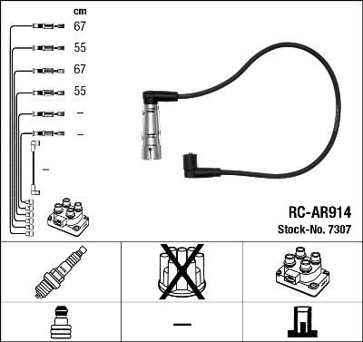 NGK 7307 Ateşleme Sistemi Ateşleme Kablosu - ALFA ROMEO 145 (930_) uyumlu