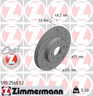 ZIMMERMANN 590.2560.52 Fren Sistemleri Fren Diski - TOYOTA COROLLA (_E10_) uyumlu