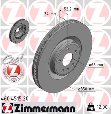 ZIMMERMANN 460.4515.20 Fren Sistemleri Fren Diski - PORSCHE MACAN (95B) uyumlu