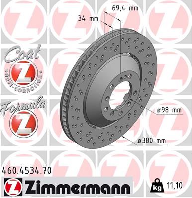 ZIMMERMANN 460.4534.70 Fren Sistemleri Fren Diski - PORSCHE CAYMAN (981) uyumlu