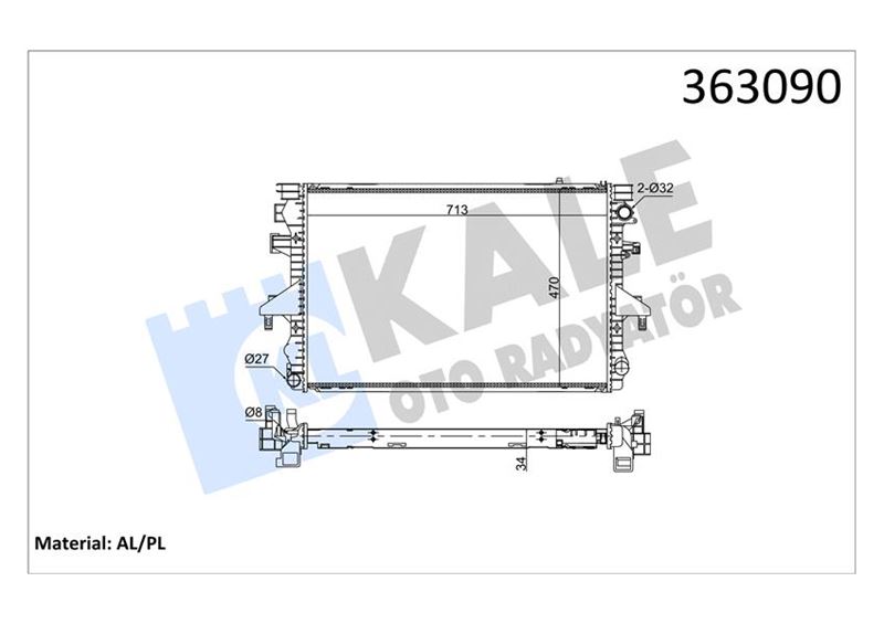 KALE OTO RADYATÖR 363090 Soğutma Sistemi Su Soğutucu & Parçaları - VW MULTIVAN T5 (7HM, 7HN, 7HF, 7EF, 7EM, 7EN) uyumlu