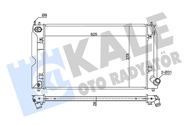 KALE OTO RADYATÖR 354210 Soğutma Sistemi Su Soğutucu & Parçaları - TOYOTA COROLLA Station wagon (_E12_) uyumlu