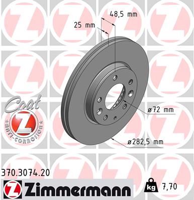 ZIMMERMANN 370.3074.20 Fren Sistemleri Fren Diski - MAZDA 6 Hatchback (GG) uyumlu