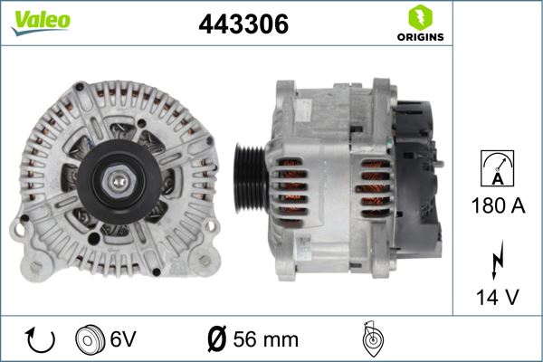 VALEO 443306 Elektrik Sistemi Alternatör - AUDI A7 Sportback (4GA, 4GF) uyumlu
