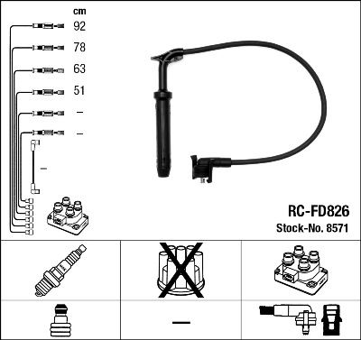 NGK 8571 Ateşleme Sistemi Ateşleme Kablosu - FORD ESCORT IV (GAF, AWF, ABFT) uyumlu