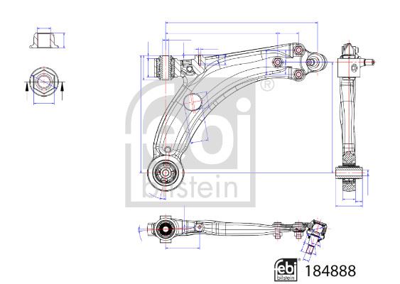 FEBI BILSTEIN 184888 Süspansiyon Sistemi Bugi Kolu - PEUGEOT 308 I (4A_, 4C_) uyumlu