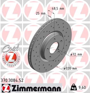 ZIMMERMANN 370.3084.52 Fren Sistemleri Fren Diski - MAZDA 3 (BK) uyumlu