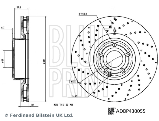 BLUE PRINT ADBP430055 Fren Sistemleri Fren Diski - MERCEDES-BENZ SL (R231) uyumlu