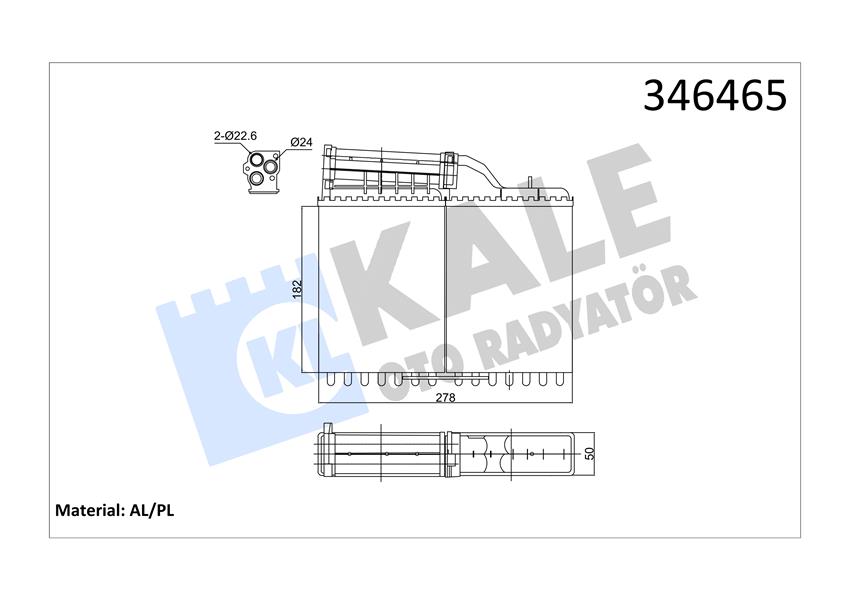 KALE OTO RADYATÖR 346465 İklimlendirme Sistemi İç Mekan Isı Değiştirici - BMW 5 (E34) uyumlu