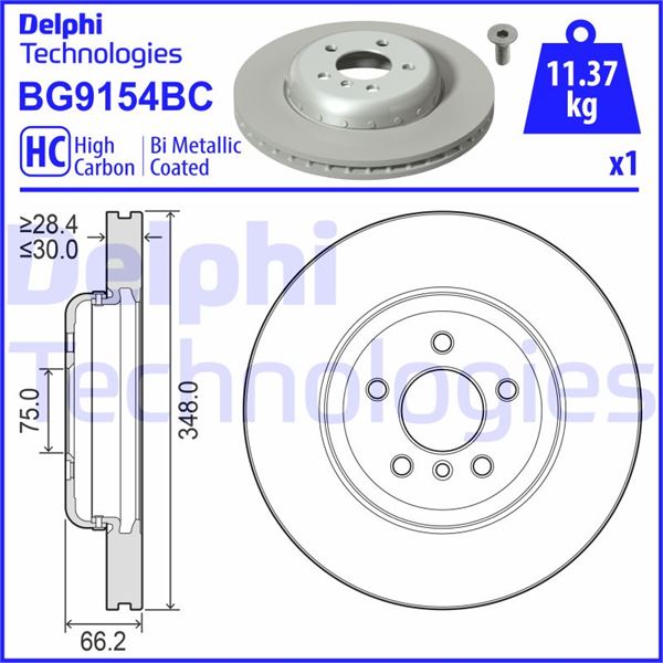 DELPHI BG9154BC Fren Sistemleri Fren Diski - BMW 5 (F10) uyumlu
