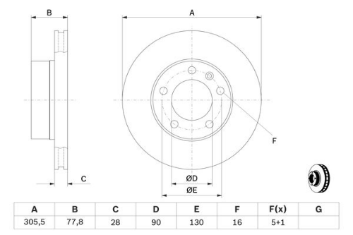BOSCH 0 986 479 001 Fren Sistemleri Fren Diski - RENAULT MASTER II Panelvan/Van (FD) uyumlu