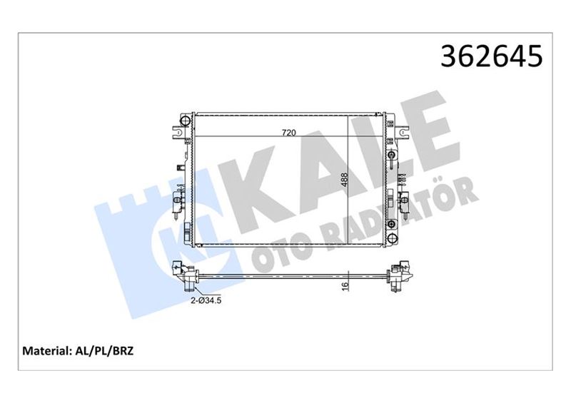 KALE OTO RADYATÖR 362645 Soğutma Sistemi Su Soğutucu & Parçaları