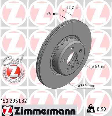 ZIMMERMANN 150.2951.32 Fren Sistemleri Fren Diski - BMW 5 (G30, F90) uyumlu