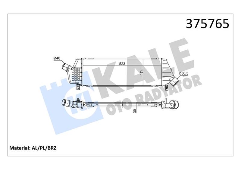 KALE OTO RADYATÖR 375765 Motor Turbo Radyatörü - NISSAN MICRA III (K12) uyumlu