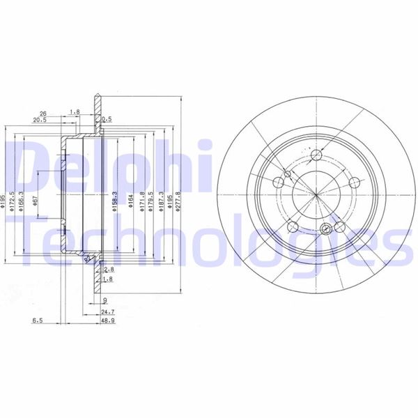 DELPHI BG2676 Fren Sistemleri Fren Diski - MERCEDES-BENZ 190 (W201) uyumlu